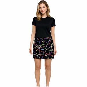 Loudmouth Ladies Golf Skort Skirt Scibblz Pattern Size 8 Black Tennis Pickleball